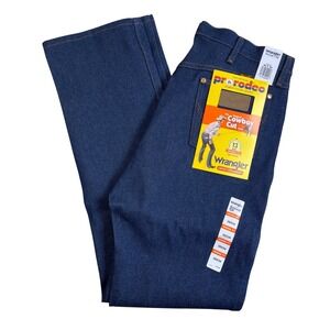 Wrangler Men Cowboy Cut Original Fit Jeans Dark Wash 35x34 100% Cotton